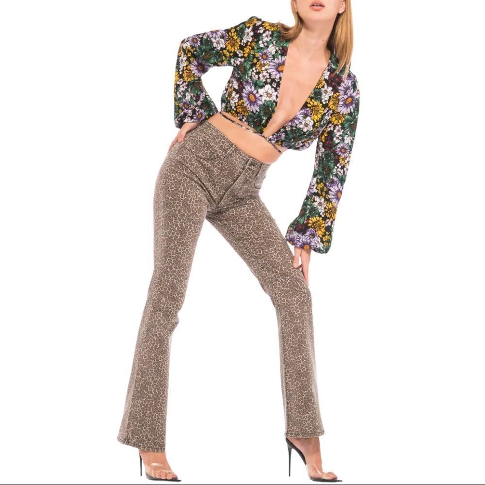 NEW AFRM Luciana Floral Long Sleeved Crop Top Size M